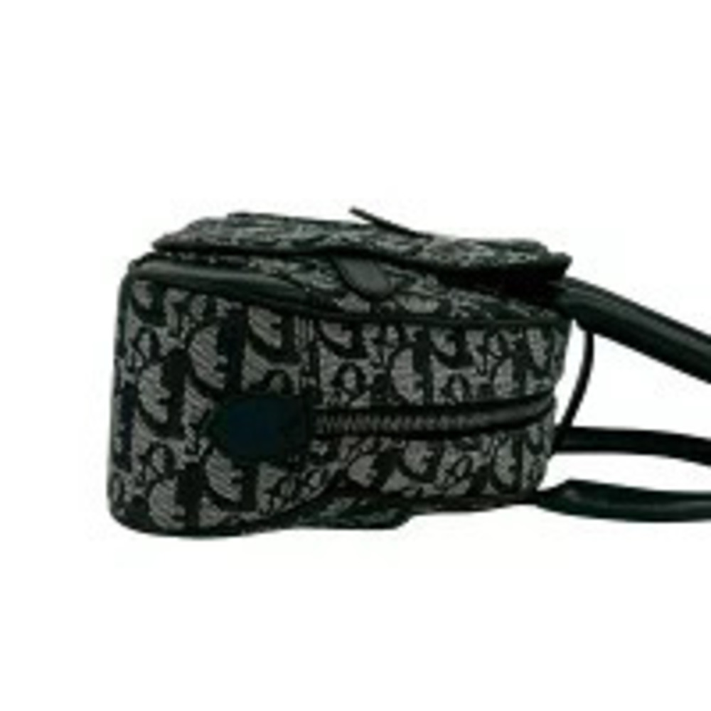 Christian Dior Double Saddle Bag Trotter Canvas Leather Handbag Black - Picture 6 of 10